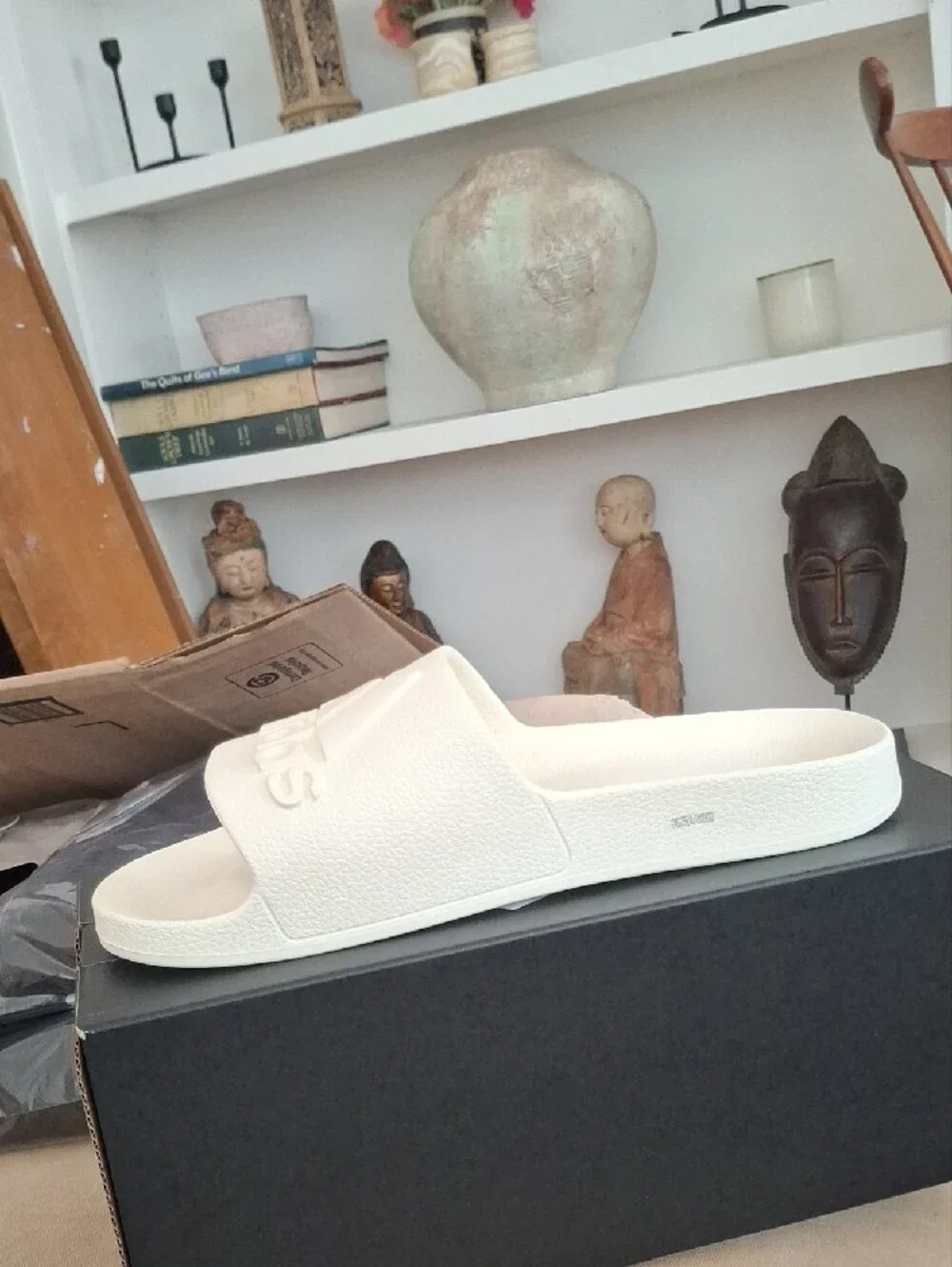 adidas Men’s Slide Sandal in Off-White Cream